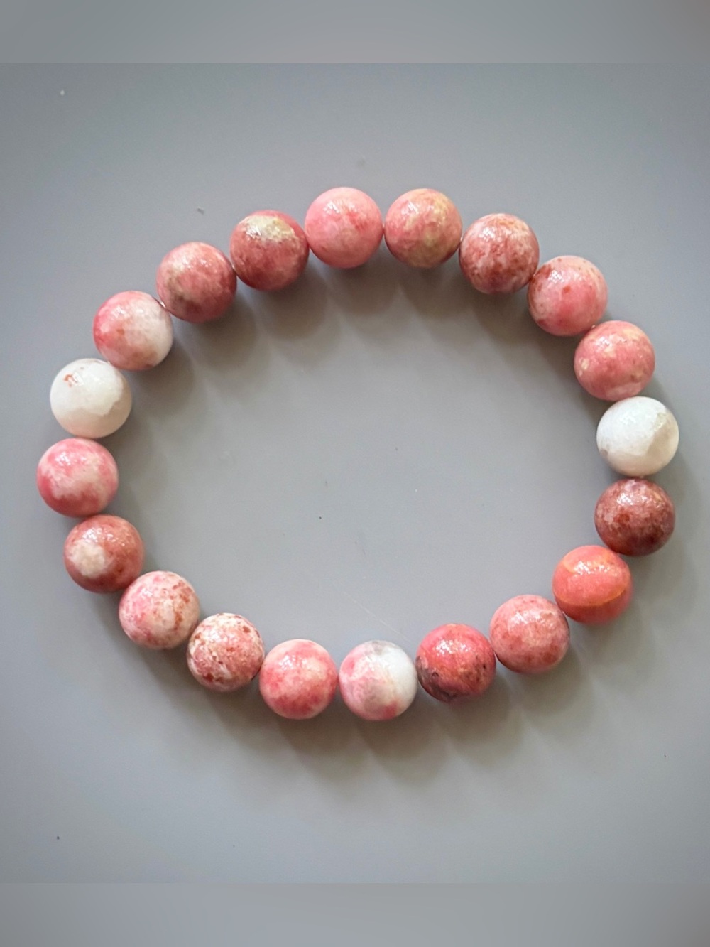 Natural Pink Rhodonite Handcrafted Bead Bracelet